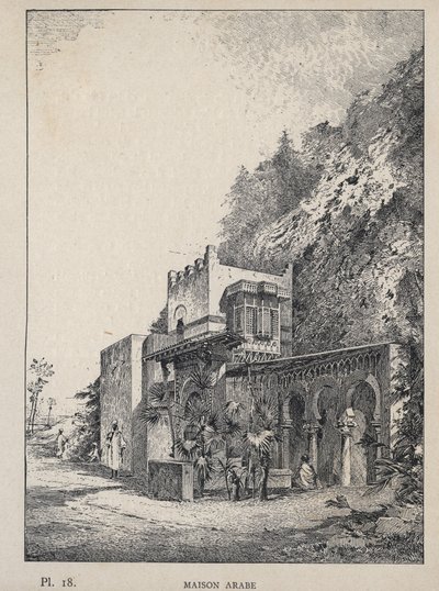 الدار العربية - نقش عام 1889 في "تاريخ سكن الإنسان في المعرض العالمي لعام 1889 ، من قبل السيد تشارلز غارنييه - المكتبة المركزية للفنون الجميلة ، باريس 1889 بواسطة فنان غير معروف