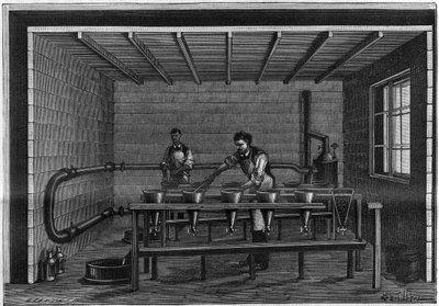 صنع الفازلين. ترتيب وحدة ترشيح للحيوان الأسود. نقش من عام 1885. بواسطة فنان غير معروف