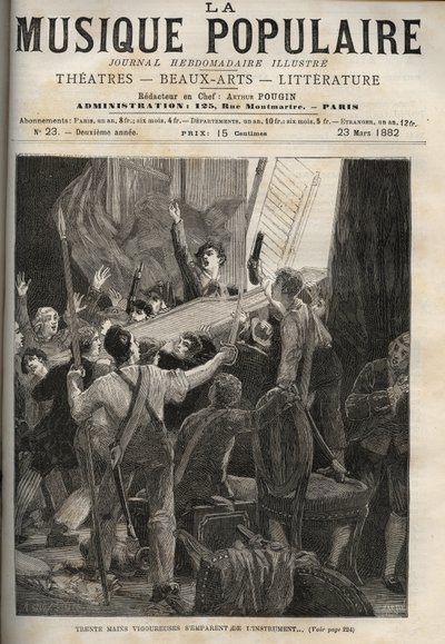 هاربسيكورد لماري أنطوانيت Histoire de 1834 "" ثلاثون يد قوية تستولي على الآلة ... "تحت أعين موالف الملكة المروعة ، على اليمين. بواسطة فنان غير معروف