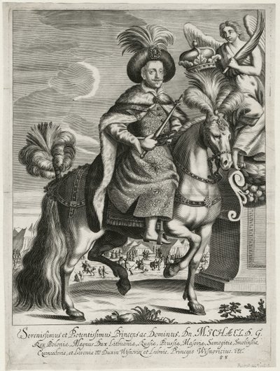 ميشال كوريبوت ويسنيوفيكي (1640-1673) ، ملك بولندا ودوق ليتوانيا الأكبر - مجهول - ج. 1670 - نقش على النحاس - 36.5 × 27.2 - مجموعة خاصة بواسطة فنان غير معروف