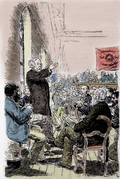 ميخائيل ألكساندروفيتش باكونين (باكونين) (1814-1876) ، فوضوي روسي في مؤتمر بيل بسويسرا في سبتمبر 1869. بواسطة فنان غير معروف