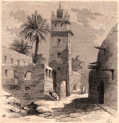 مسجد في بسكرة القديمة (بسكرة) في الجزائر عام 1866 بواسطة غير معروف