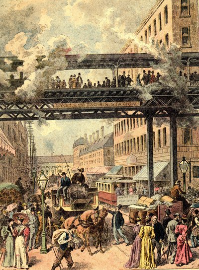 شارع نيويورك. في quot;شعوب الأرضquot; 1890. بواسطة فنان غير معروف
