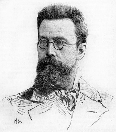 نيكولاس (نيكولاي) ريمسكي كورساكوف (ريمسكي كورساكوف) (1844-1908) ، ملحن روسي. نقش من عام 1889. بواسطة فنان غير معروف