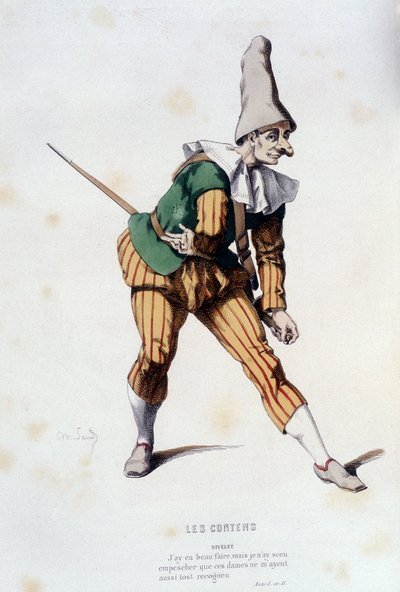 Nivelet في "" les contens "(بواسطة Odet de turnèbe في 1584) ، في" "المسرح الفرنسي في المدرسة 16 و 17 قبل Moliere" "لإدوارد فورنييه. بواسطة فنان غير معروف
