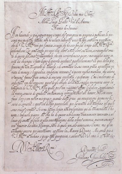 صفحة من Tocrate "" بقلم جيرولامو فريسكوالدي (1583-1643) ملحن إيطالي "" 1637. بولونيا ، متحف سيفيك بواسطة فنان غير معروف
