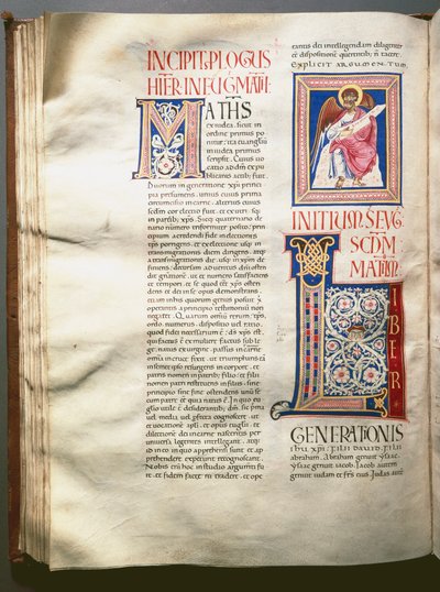 صفحة Exultet (أغنية ليثورجية) (Ms.724 / 3-Carta7) مخطوطة من القرن الثاني عشر. روما ، مكتبة كازاناتنس بواسطة فنان غير معروف