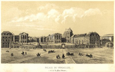 قصر فرساي من ساحة دارم عام 1857. بواسطة فنان غير معروف