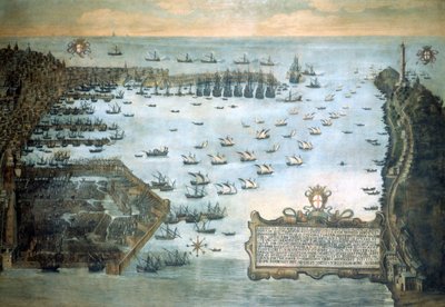 ميناء جنوة عام 1597. المتحف البحري في جنوة - بيغلي. بواسطة فنان غير معروف