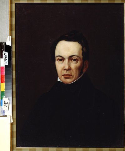 صورة للكاتب والمستشرق والصحافي أوسيب سينكوفسكي (1800-1858) (صورة للمؤلف والمستشرق والصحافي أوسيب سينكوفسكي). لوحة مجهولة. زيت على قماش ، حوالي عام 1830. الرومانسية. معهد الأدب الروسي IRLI (بيت بوشكي بواسطة فنان غير معروف
