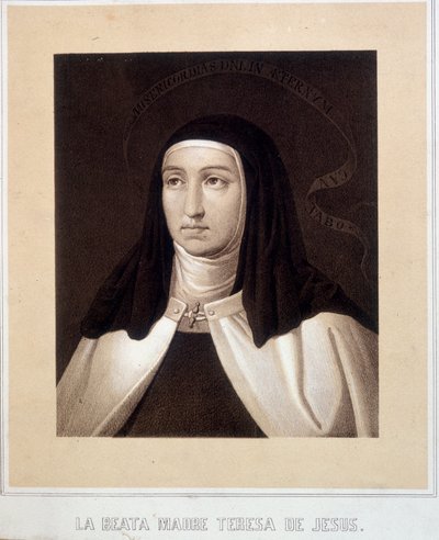 صورة تمثال نصفي للقديسة تيريز ليسوع (أو القديسة تيريزا أفيلا) (1515-1582) ، نقش بواسطة فنان غير معروف