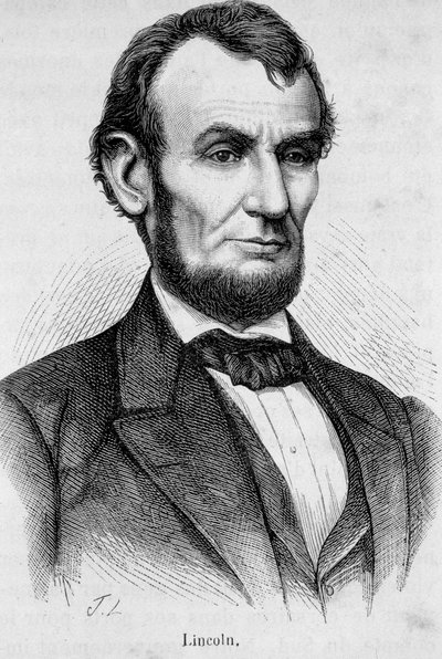 صورة لأبراهام لنكولن (1809-1865) الرئيس السادس عشر للولايات المتحدة (1861-1865) بواسطة فنان غير معروف