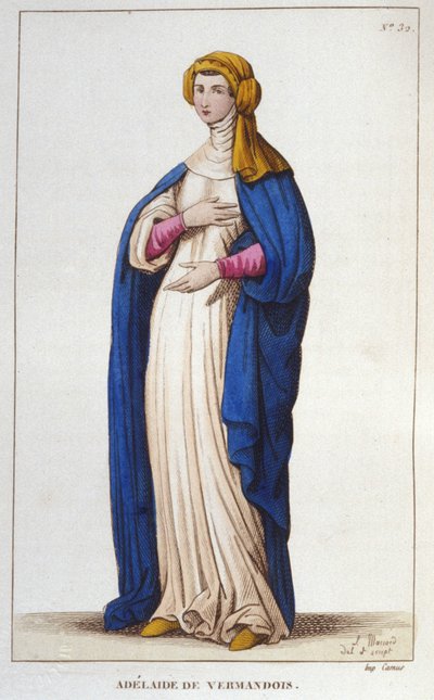صورة لأديلايد لفيرماندوا (1065-1024). سلالة الكابيتيين. نقش من عام 1830. بواسطة فنان غير معروف