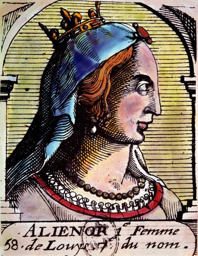 صورة شخصية من Alienor d'Aquitaine (1122-1204) (وتسمى أيضًا Elonore de Guyenne) ، ملكة فرنسا. نقش. بي إن باريس بواسطة فنان غير معروف