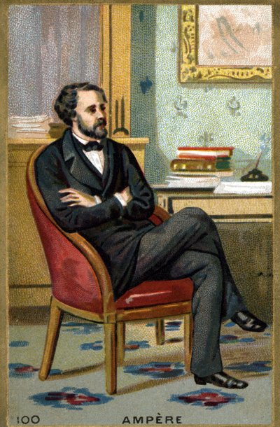 صورة لأندريه ماري أمبير (1775 - 1836) عالم فيزياء فرنسي. الطباعة الحجرية الملونة في القرن التاسع عشر. بواسطة فنان غير معروف