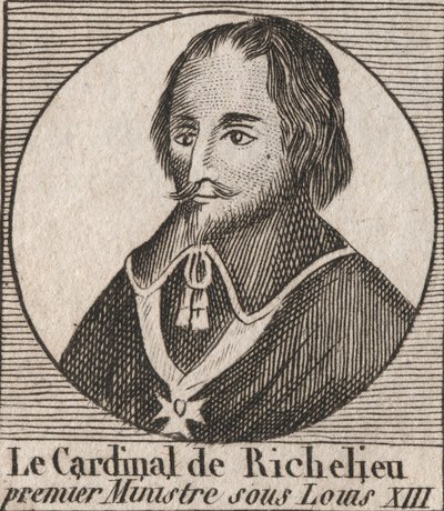 صورة لأرماند جان دو بليسيس دي ريشيليو (1585-1642) ، الكاردينال دوق ريشيليو ، الوزير الرئيسي للملك لويس الثالث عشر - الكاردينال ريشيليو ، الوزير الأول للملك لويس الثالث عشر من 1624 إلى 1642 - نقش من "تعليمات سور l'Histoire de فرا بواسطة فنان غير معروف