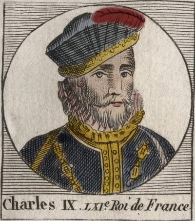 صورة شخصية لتشارلز التاسع (1550-1574) ، ملك فرنسا - تشارلز التاسع ملك فرنسا من 1560 إلى 1574 - نقش من "Instruction sur l'Histoire de France" "لتشارلز كونستانت لو تيلير 1821 بواسطة فنان غير معروف