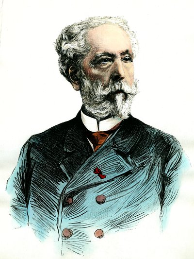 صورة لإدوارد لالو (1823-1892) الملحن الفرنسي. نقش مجموعة خاصة من القرن التاسع عشر بواسطة فنان غير معروف
