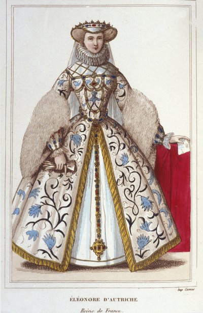 صورة إليونور من هابسبورغ (أو النمسا) (1498-1558). أرشيدوقة النمسا ، ملكة البرتغال ثم ملكة فرنسا ، الزوجة الثانية لفرانسوا الأول نقش عام 1830 بواسطة فنان غير معروف