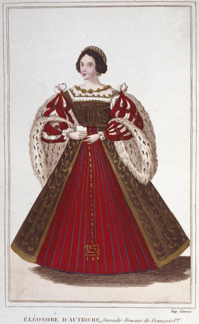 صورة إليونور من هابسبورغ (أو النمسا) (1498-1558). أرشيدوقة النمسا ، ملكة البرتغال ثم ملكة فرنسا ، الزوجة الثانية لفرانسوا الأول نقش عام 1830 بواسطة فنان غير معروف