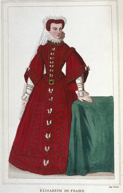 صورة إليزابيث من فرنسا 1545-1568 ابنة هنري الثاني وكاثرين من ميديشي (كاترينا دي ميديشي) نقش عام 1830 بواسطة فنان غير معروف