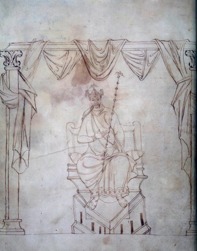 Portrait of Emperor Charlemagne (742-814) Miniature from the Recueil des capitulaires d