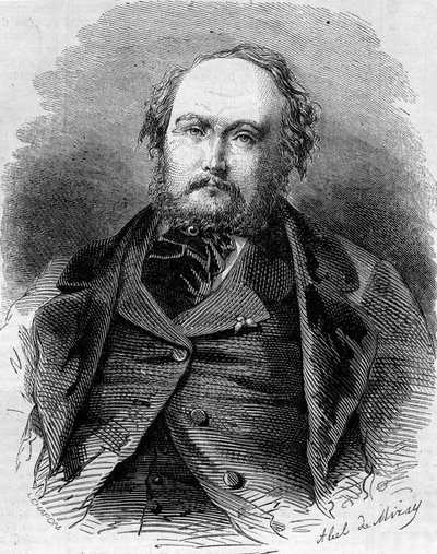 صورة يوجين جينوت (1812-1861) ، صحفي فرنسي وروائي وكاتب مسرحي. يُعرف أيضًا باسم بيير دوراند وبول فيرموند. نقش في "" Le Monde Illustré "" رقم 202 بتاريخ 23 فبراير 1861. بواسطة فنان غير معروف