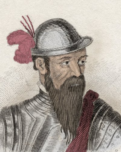 صورة لفرانسيسكو بيزارو (فرانسوا بيزاري ، حوالي 1478-1541) ، الفاتح الإسباني. نقش القرن التاسع عشر. بواسطة فنان غير معروف