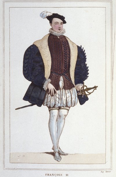 صورة لفرنسوا الثاني (1544 - 1560) ملك فرنسا نقش من عام 1830 بواسطة فنان غير معروف