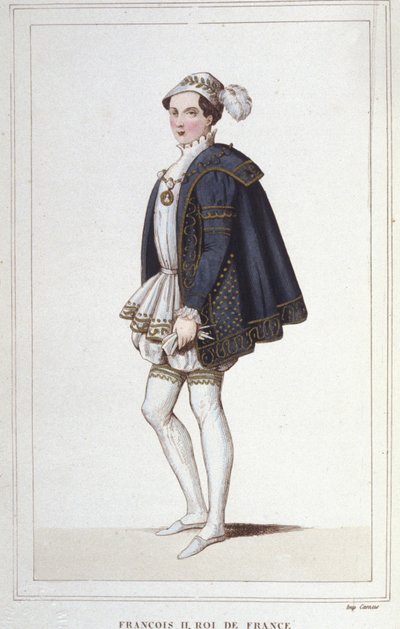 صورة لفرنسوا الثاني (1544 - 1560) ملك فرنسا نقش من عام 1830 بواسطة فنان غير معروف