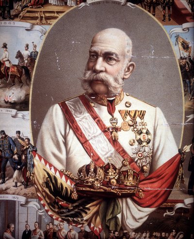 صورة لفرانسوا جوزيف الأول (1830-1916). إمبراطور النمسا وملك المجر. الطباعة الحجرية الملونة في أواخر القرن التاسع عشر .. بواسطة فنان غير معروف