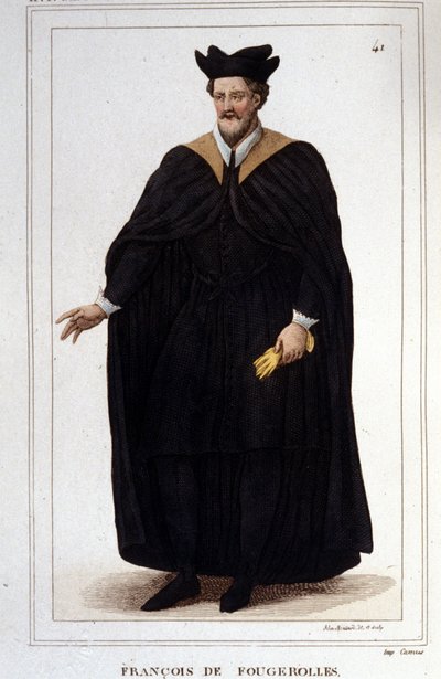 صورة لفرانسوا دي فوجيرول ، لاتيني ، دكتور في الطب. عاش في القرن السادس عشر. نقش من عام 1830. بواسطة فنان غير معروف