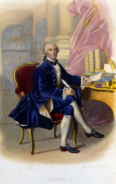 صورة لجورج لويس لوكلير ، كونت بوفون (1707 - 1788) ، عالم الطبيعة والكاتب الفرنسي. في "" الفرنسية بلوتارخ "" بواسطة فنان غير معروف