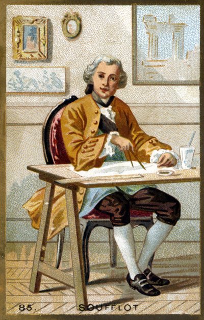 صورة للمهندس المعماري الفرنسي جيرمان سوفلوت (1713 - 1780). الطباعة الحجرية الملونة في أواخر القرن التاسع عشر. بواسطة فنان غير معروف