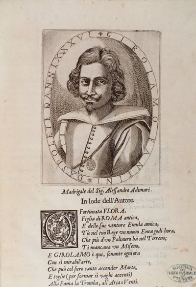Portrait of Gerolamo Fantini (title page of his Method for learning to play the trumpet بواسطة فنان غير معروف