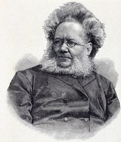 صورة هنريك (هنري) يوهان إبسن (1828-1906) ، شاعر وكاتب مسرحي نرويجي ، نقش القرن التاسع عشر بواسطة فنان غير معروف