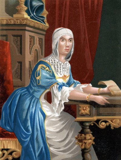 صورة لإيزابيلا الأولى الكاثوليكية (1451 - 1504) ، ملكة قشتالة بعد مشاهير الرجال والنساء. برشلونة 1877. بواسطة فنان غير معروف