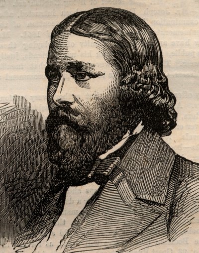 صورة لجيمس راسل لويل (1819-1891) ، شاعر أمريكي. نقش في "" أخبار لندن المصورة "بتاريخ ٢٠ مارس ١٨٥٨. بواسطة فنان غير معروف