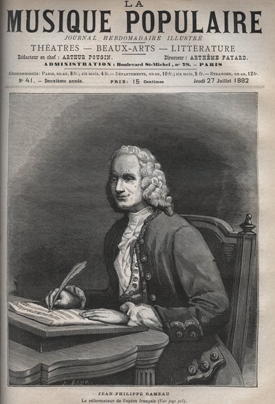 صورة جان فيليب رامو (1683-1764) - صورة جان فيليب (جان فيليب) رامو (1683-1764) ، مؤلف موسيقي فرنسي - نقش في جريدة أسبوعية شهيرة "La musique populaire" "" - 1882 بواسطة فنان غير معروف
