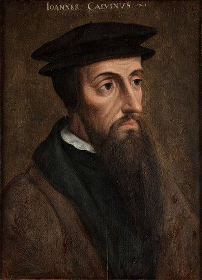 بورتريه لجون كالفن (1509-1564)، حوالي عام 1550 (زيت على لوحة) بواسطة فنان غير معروف
