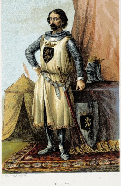صورة جون الأول ، المعروف باسم المنتصر (1268-1294) ، دوق برابانت. الطباعة الحجرية الملونة في القرن التاسع عشر. بواسطة فنان غير معروف