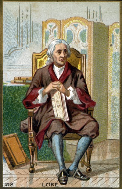 صورة لجون لوك (1632 - 1704) فيلسوف إنجليزي. الطباعة الحجرية الملونة في القرن التاسع عشر. بواسطة فنان غير معروف
