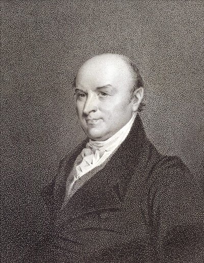 صورة لجون كوينسي آدامز (1767 - 1848) ، نجل الرئيس جون آدامز ورئيس الولايات المتحدة (1825 - 1829). نقش sd. القرن ال 19. بواسطة فنان غير معروف