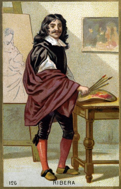 صورة خوسيه دي ريبيرا ديت إيل سبانيوليتو "الإسباني" (1591-1652) ، رسام ونقاش إسباني - الطباعة الحجرية الملونة من القرن التاسع عشر بواسطة فنان غير معروف