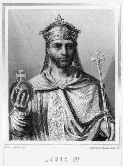 صورة لويس الأول الورع أو ديبونير (778 - 840) ، إمبراطور الغرب - في "Histoire des Français" بواسطة Lavallée ، نقش ، sd. بواسطة فنان غير معروف