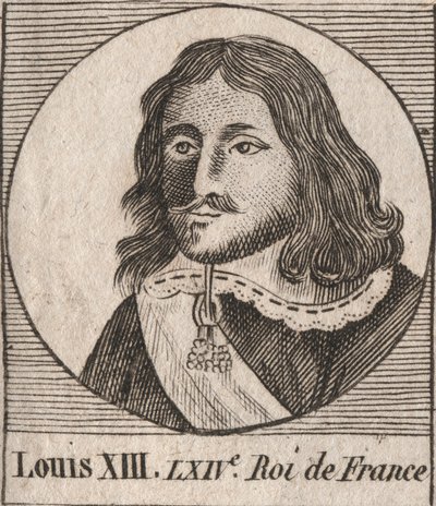صورة لويس الثالث عشر الجوستي (1601-1643) ملك فرنسا - لويس الثالث عشر ، ملك فرنسا من 1610 إلى 1643 - نقش من "Instruction sur l'Histoire de France" "لتشارلز كونستانت لو تيلير 1821 بواسطة فنان غير معروف