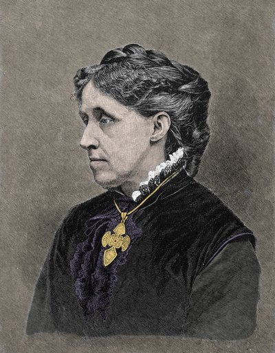 صورة لويزا ماي ألكوت (1832-1888) ، الروائي الأمريكي. النقش الملون في القرن التاسع عشر. بواسطة فنان غير معروف