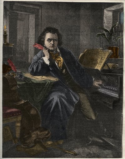 صورة شخصية لودفيج فان بيتهوفن (1770-1827) ، الملحن وعازف البيانو الألماني بواسطة فنان غير معروف