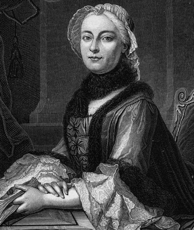 صورة مدام جيفرين ، ني ماري تيريز (ماري تيريز) روديت (1699-1777) - نقش عام 1862 في "ملكات العالم" لكتابنا الأوائل ، كتاب نُشر تحت إشراف جان جيرمان ديزاير أرماندود بواسطة فنان غير معروف