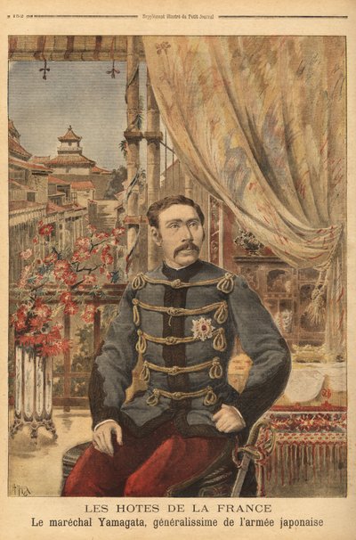 صورة لماريشال ياماغاتا أريتومو (1838-1922) ، جندي وسياسي ياباني ، قاد أول جيش ياباني أثناء الحرب ضد الصين في عام 1894. نقش في "" مجلة Le petit Journal "10/05/1896. مجموعة سيلفا. بواسطة فنان غير معروف